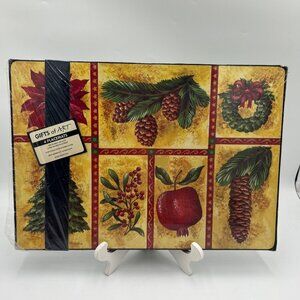 Christmas placemats hard cork backed sturdy holiday new in packageVintage